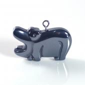 Hematite Hippo 18x30mm Pendant